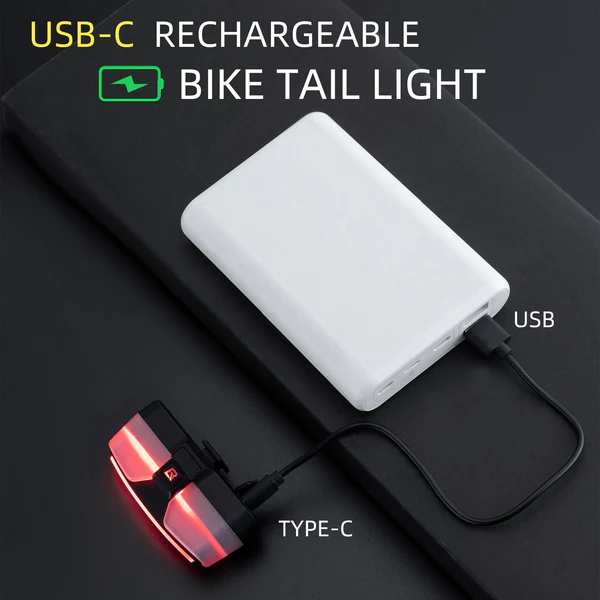 ROCKBROS Rear Bike Light USB Rechargeable with Brake Sensing 5 Modes 3 1